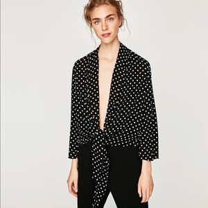 Zara polka-dot tie blazer